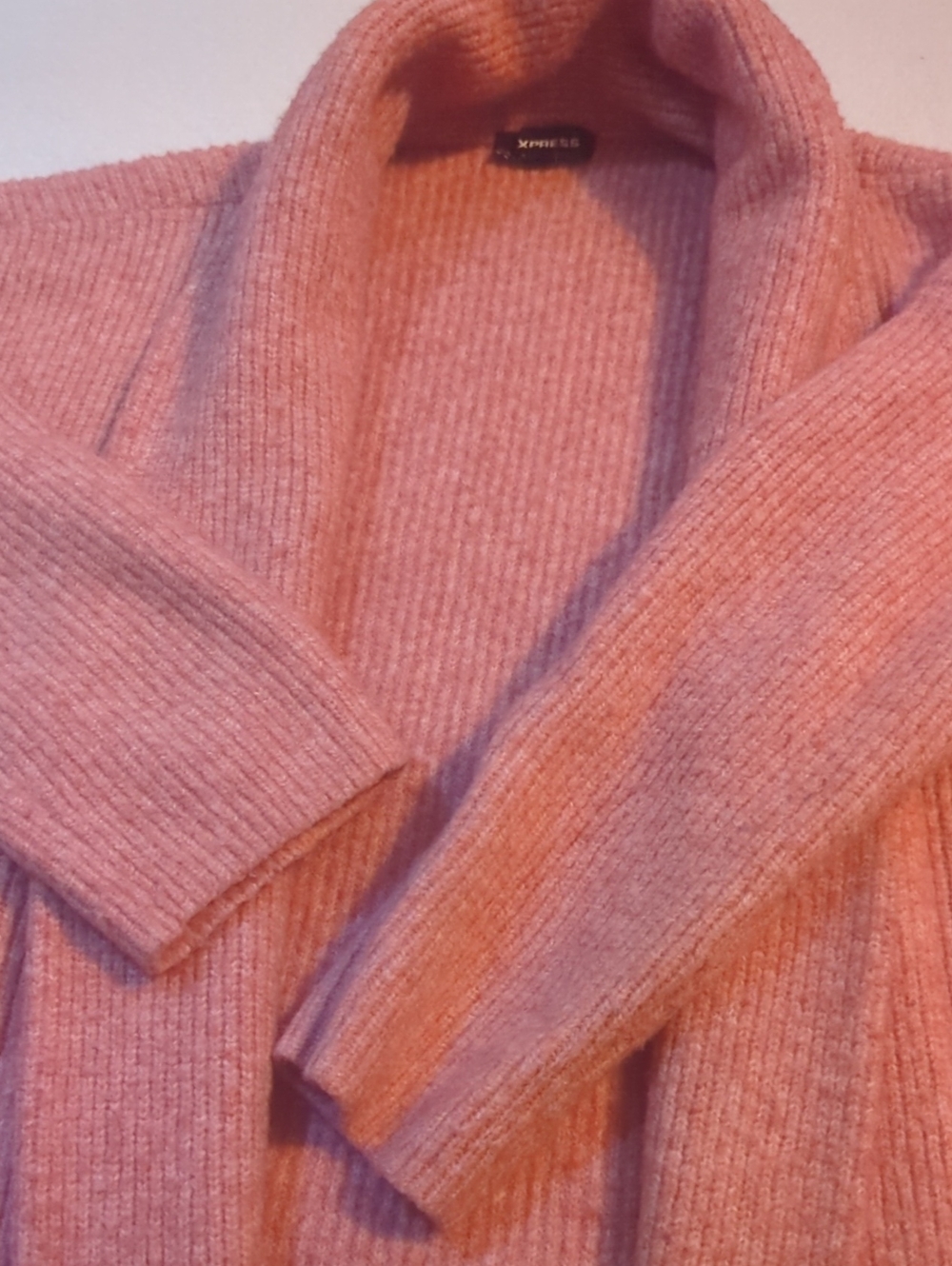 EXPRESS Ribbed Pink Open Cardigan Large - Picture 2 of 13